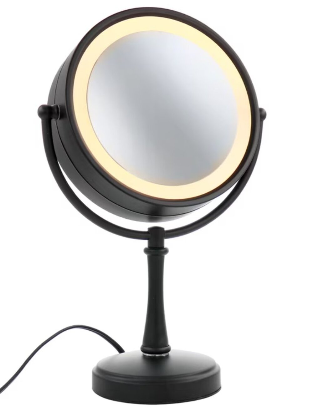 Conair Reflections Matte Black Lighted Vanity Mirror with Dual Magnification